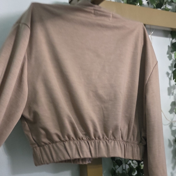 Women's Casual Tan Bomber Jacket - Picture 4 of 5